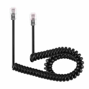 4 Core Male to Male RJ11 Spring Style Telephone Extension Coil Cable Cord Cable, Stretch Length: 3m(Black)