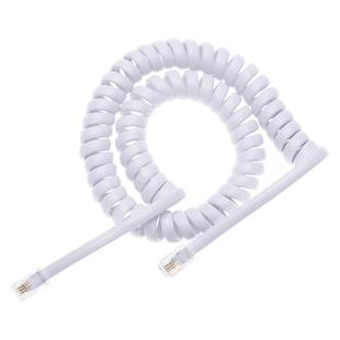 4 Core Male to Male RJ11 Spring Style Telephone Extension Coil Cable Cord Cable, Stretch Length: 5m (White)