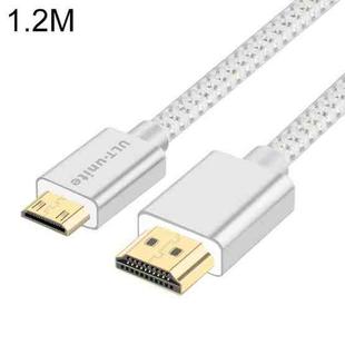 ULT-unite Gold-plated Head HDMI 2.0 Male to Mini HDMI Male Nylon Braided Cable, Cable Length: 1.2m(Silver)