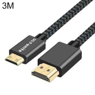 ULT-unite Gold-plated Head HDMI 2.0 Male to Mini HDMI Male Nylon Braided Cable, Cable Length: 3m (Black)