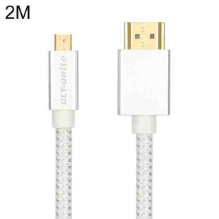 ULT-unite Gold-plated Head HDMI Male to Micro HDMI Male Nylon Braided Cable, Cable Length: 2m(Silver)