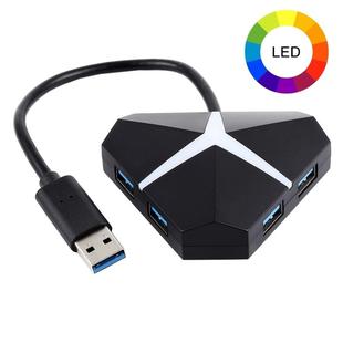 5Gbps Super Speed 4 Ports USB 3.0 HUB Adapter, Cable Length: about 20cm(Black)