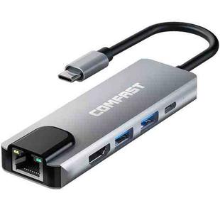 COMFAST CF-K5 5 in 1 USB-C / Type-C Male to USB 3.0 + USB 2.0 + 100M Ethernet Port + HDMI + PD USB-C / Type-C Female OTG Docking Station HUB