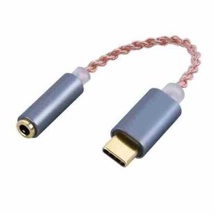 TA12-R2 USB-C / Type-C Male to 3.5mm Audio Female Single Crystal Copper Braid Earphone Adapter (Grey)