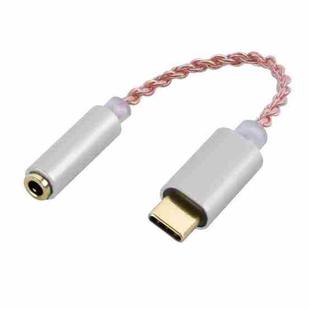 TA12-R2 USB-C / Type-C Male to 3.5mm Audio Female Single Crystal Copper Braid Earphone Adapter (Silver)