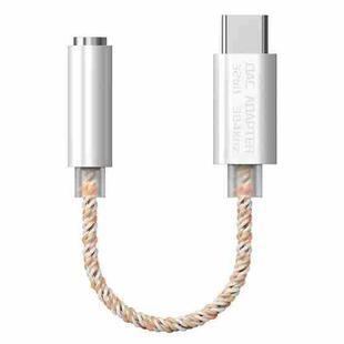 TA12-R2 USB-C / Type-C Male to 3.5mm Audio Female 8-strand Single Crystal Copper Braid Earphone Adapter(Copper + Silver)