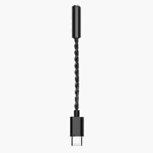 TA12-R USB-C / Type-C Male to 3.5mm Audio Female Single Crystal Copper Braid Earphone Adapter (Black)