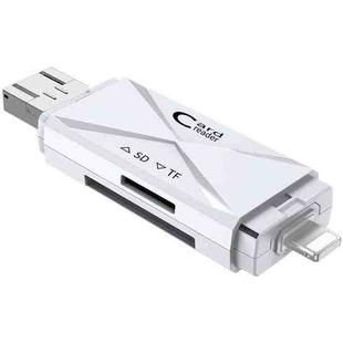 ADS-208 8 Pin+USB+Micro USB Multi-function Card Reader (Silver)