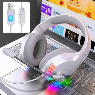 YINDIAO Q2 Head-mounted Wired Gaming Headset with Microphone, Version: Single USB Sound Card(White)