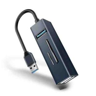 15101 5 in 1 USB3.0 to 3 x USB + SD / TF Card Reader HUB Adapter (Blue)