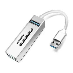 15101 5 in 1 USB3.0 to 3 x USB + SD / TF Card Reader HUB Adapter (Silver)
