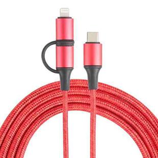 XF-45 2 in 1 3A USB-C / Type-C to USB-C / Type-C + 8 Pin Fast Charging Braided Data Cable, Cable Length: 1m (Red)