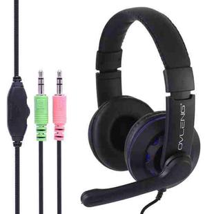 OVLENG X5 Stereo Headset with Mic & 3.5mm Plug & Volume Control Key for Computer, Cable Length: 1.8-2m(Blue)