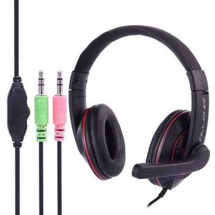 OVLENG X10 Stereo Headset with Mic & 3.5mm Plug & Volume Control Key for Computer, Cable Length: 1.8-2m(Red)