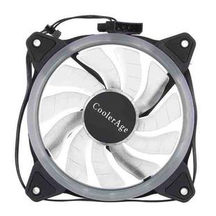Color LED 12cm 3pin Computer Components Chassis Fan Computer Host Cooling Fan Silent Fan Cooling, with Power Connection Cable & White Light(White)