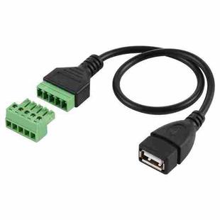 USB Female Plug to 5 Pin Pluggable Terminals Solder-free USB Connector Solderless Connection Adapter Cable, Length: 30cm