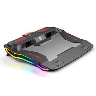 SSRQ-021S Rainbow Version Flank Glowing Dual-fan Laptop Radiator Two-speed Adjustable Computer Base for Laptops Under 18 inch