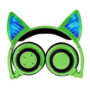 Foldable Wireless Bluetooth V4.2 Glowing Cat Ear Headphone Gaming Headset with LED Light & Mic, For iPhone, Galaxy, Huawei, Xiaomi, LG, HTC and Other Smart Phones(Green)