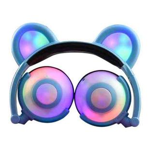 USB Charging Foldable Glowing Bear Ear Headphone Gaming Headset with LED Light, For iPhone, Galaxy, Huawei, Xiaomi, LG, HTC and Other Smart Phones(Blue)