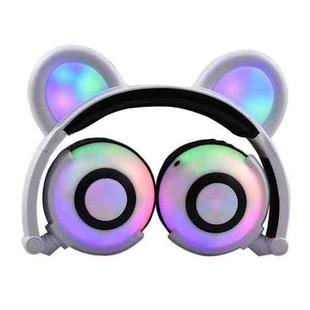 USB Charging Foldable Glowing Bear Ear Headphone Gaming Headset with LED Light, For iPhone, Galaxy, Huawei, Xiaomi, LG, HTC and Other Smart Phones(White)