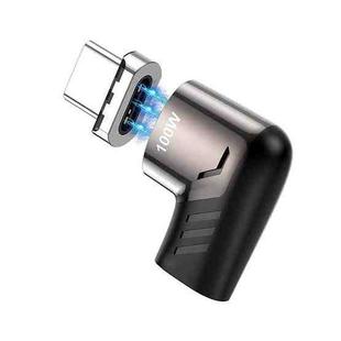 X20 100W PD USB-C / Type-C Female to USB-C / Type-C Elbow Magnetic Charging Adapter(Black)