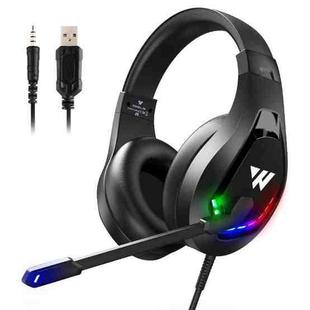 Wintory M6 USB + 3.5mm 4 Pin Adjustable RGB Light Gaming Headset with Mic (Black)