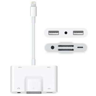 NK-1042 6 in 1 8 Pin Male to Dual USB + Dual SD Card + 3.5mm Audio Interface + 8 Pin Charging Interface Female Port Camera Adapter, Support for iOS 13.1.2 System