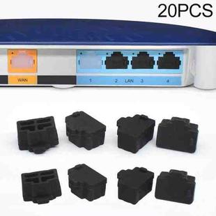 20 PCS Silicone Anti-Dust Plugs for RJ45 Port(Black)
