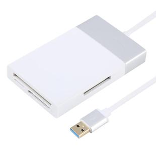 6 In 1 Multi-function Dual USB 3.0 + XQD + CF + TF + SD Card Reader (Silver)