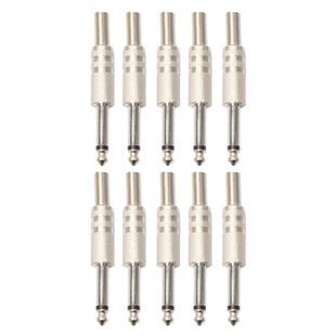 10 PCS 2 Pin 6.5mm Plug Zinc Alloy Welded Type Audio Connector 6.35 Audio Plug