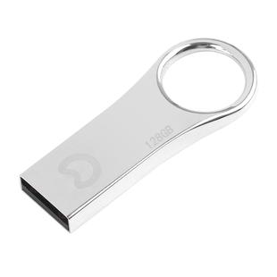 eekoo 128GB USB 2.0 Waterproof Shockproof Metal Ring Shape U Disk Flash Memory Card (Silver)