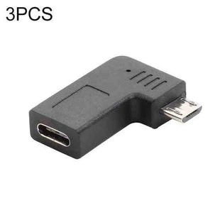 3 PCS LY-U2T078 USB-C / Type-C Female to Micro USB 5 Pin Right Elbow Male Charging Adapter