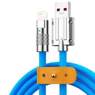 Mech Series 6A 120W USB to 8 Pin Metal Plug Silicone Fast Charging Data Cable, Length: 1.2m(Blue)