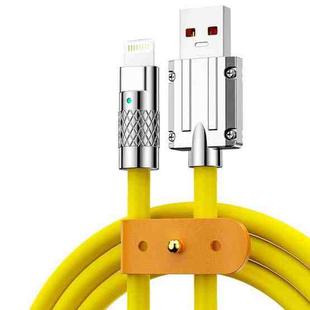 Mech Series 6A 120W USB to 8 Pin Metal Plug Silicone Fast Charging Data Cable, Length: 1.2m(Yellow)