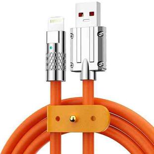 Mech Series 6A 120W USB to 8 Pin Metal Plug Silicone Fast Charging Data Cable, Length: 1.8m(Orange)