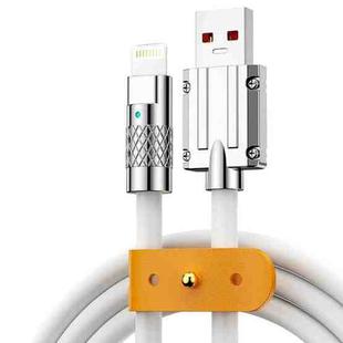 Mech Series 6A 120W USB to 8 Pin Metal Plug Silicone Fast Charging Data Cable, Length: 1.8m(White)