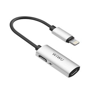 WIWU LT02 8 Pin Male to Dual 8 Pin Female 2 in 1 Mini Portable Audio & Charging Adapter(Silver)