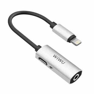 WIWU LT01 8 Pin Male to 8 Pin + 3.5mm Audio Jack Portable 2 in 1 Audio & Charging Adapter(Silver)