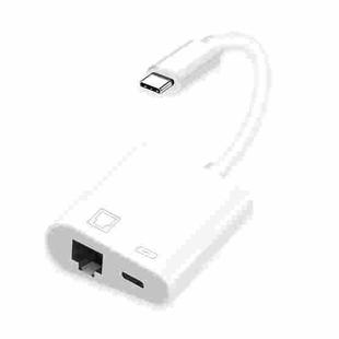 NK-1035 TC 2 in 1 USB-C / Type-C Male to Ethernet + Type-C Power Female Adapter