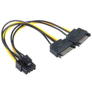 2 x SATA 15 Pin Male to Graphics Card PCI-e PCIE 8 (6+2) Pin Female Video Card Power Supply Cable