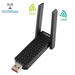 EDUP EP-AC1625 600Mbps 2.4G / 5.8GHz Dual Band Wireless 11AC USB 2.0 Adapter Network Card with 2 Antennas for Laptop / PC(Black)