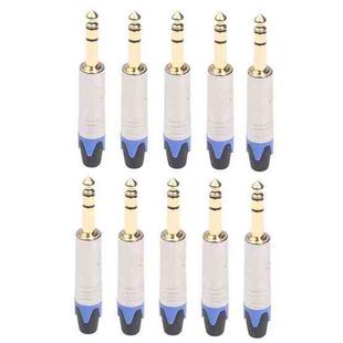 10 PCS TC203N 6.35mm Gold-plated Audio Stereo Connector Welding Plug