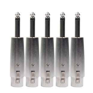 5 PCS LZ1167 6.35mm Single Track Male Head to XRL Female Audio Adapter Plug (Silver)