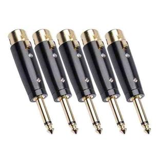 5 PCS LZ1167G 6.35mm Single Track Male Head to XRL Female Audio Adapter Plug (Black)