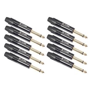 10 PCS TC202 6.35mm Gold-plated Mono Sound Welding Audio Adapter Plug(Black)