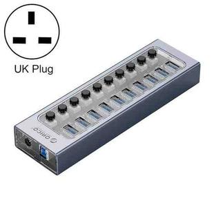 ORICO AT2U3-10AB-GY-BP 10 Ports USB 3.0 HUB with Individual Switches & Blue LED Indicator, UK Plug