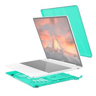 Split Waterproof PC Crystal Laptop Protective Case for Huawei MateBook 13 inch, with Stand & Handle(Green)