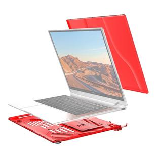 Split Waterproof PC Crystal Laptop Protective Case for Huawei MateBook X Pro, with Stand & Handle(Red)