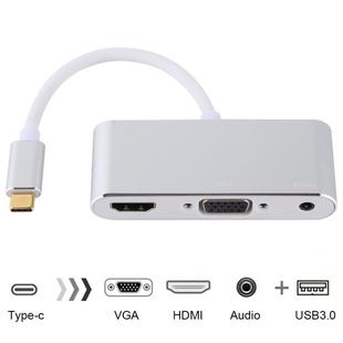 USB 2.0 + Audio Port + VGA + HDMI to USB-C / Type-C HUB Adapter (Silver)