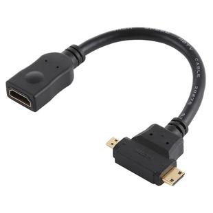 HDMI Female to Mini HDMI + Micro HDMI T Shape Cable(Black)